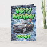 Cartão Birthday card son<br><div class="desc">Birthday card for son with a nova design</div>