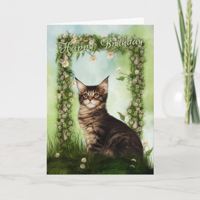 Cartão Birthday Card With Cute Cat (Frente)