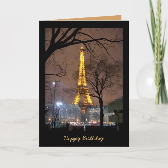 Cartão Birthday Card with Eiffel Tower Paris (Frente)