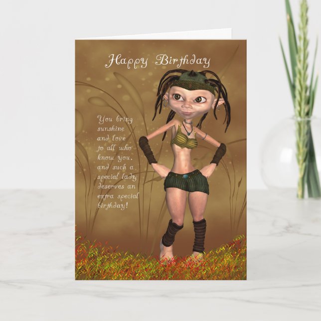 Cartão Birthday Card With Funky Elf - Modern Design Card (Frente)