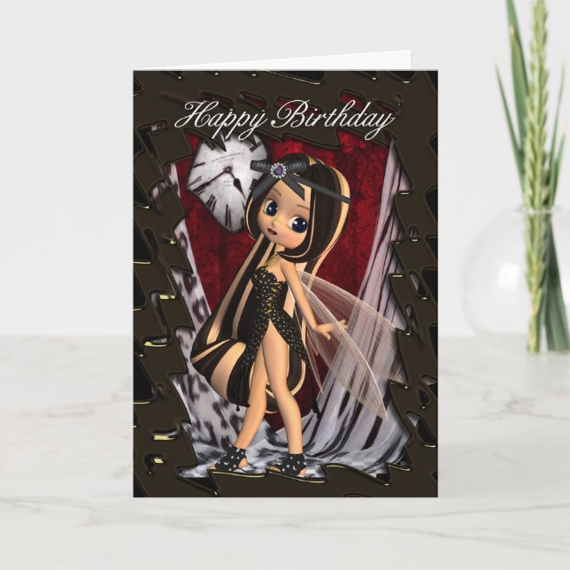 Cartão Birthday card with moonies gothic fairy's (Frente)