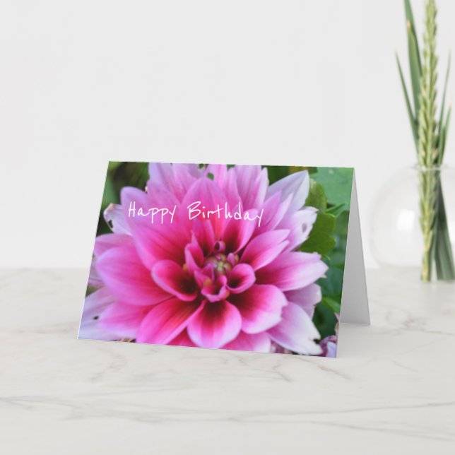 Cartão Birthday card with pink and white dahlia (Frente)