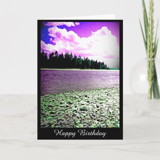 Cartão Birthday Card with River Photograph (blank inside) (Frente)