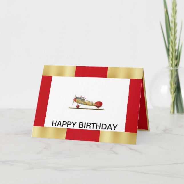 Cartão Birthday Card with the Airplane Red Barron (Frente)