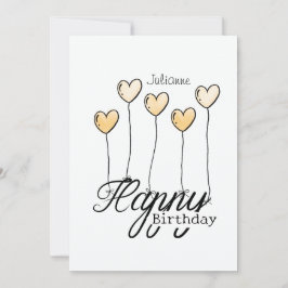 Cartão Birthday Card With Yellow Heart Balloons And Name