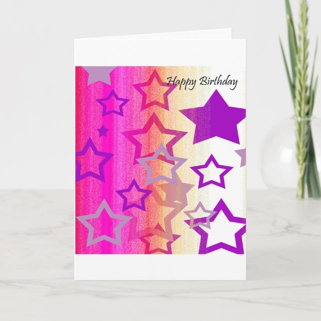 Cartão Birthday Card - You're a Star! (Pink, Purple) (Frente)