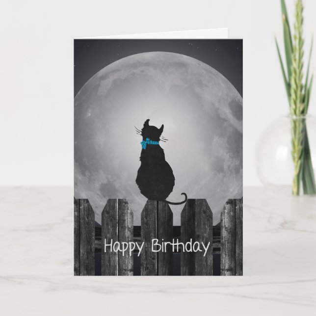 Cartão birthday cat in moonlight (Frente)