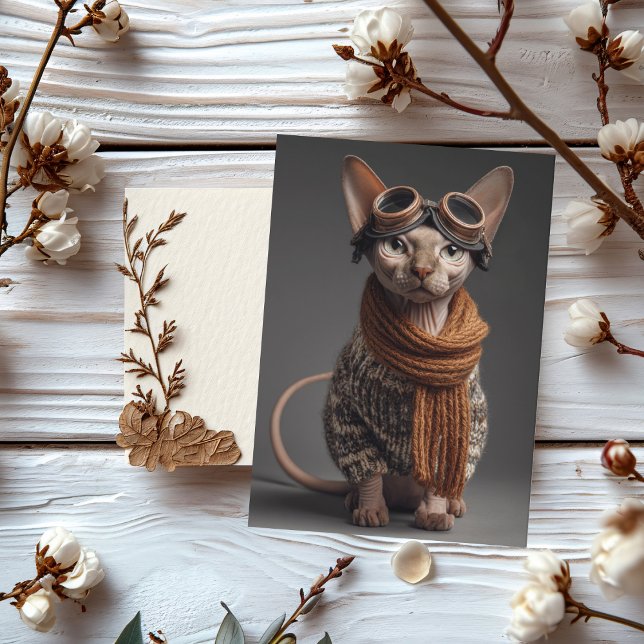 Cartão Birthday Cat Pilot Aviator Cool Funny Aviation (Criador carregado)