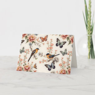 Cartão Birthday Chinoiserie Bird e Butterfly Harmony