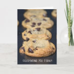 Cartão birthday chocolate chip cookies<br><div class="desc">close up of chocolate chip cookies on baking sheet for birthday</div>