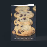 Cartão birthday chocolate chip cookies<br><div class="desc">close up of chocolate chip cookies on baking sheet for birthday</div>