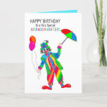 Cartão Birthday, Clown, Granddaughter, Kaleidoscope Group<br><div class="desc">See many other designs in this bright Kaleidoscope Collection.  See under MY COLLECTIONS - KALEIDOSCOPE COLLECTION</div>