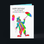 Cartão Birthday, Clown, Granddaughter, Kaleidoscope Group<br><div class="desc">See many other designs in this bright Kaleidoscope Collection.  See under MY COLLECTIONS - KALEIDOSCOPE COLLECTION</div>