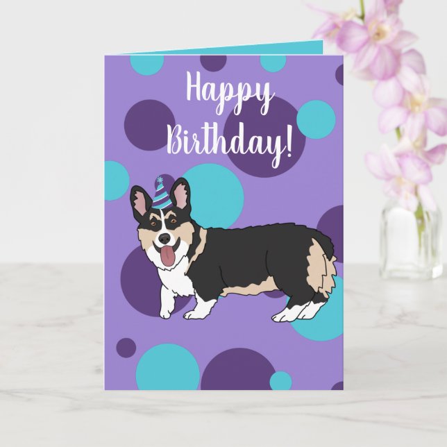 Cartão Birthday Corgi (Orquídea)