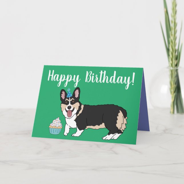 Cartão Birthday Corgi Pup (Frente)