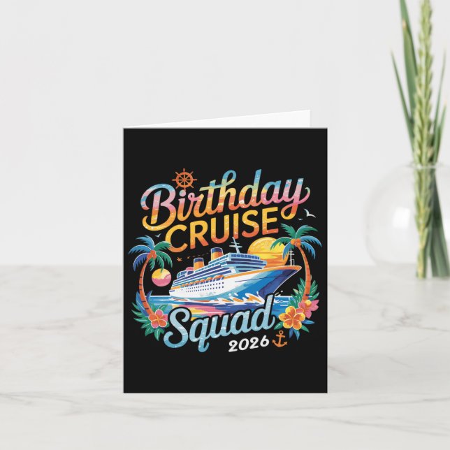 Cartão Birthday Cruise Squad 2026 Family Cruise Vacation (Frente)