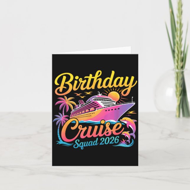 Cartão Birthday Cruise Squad 2026 Vacation Summer Trip Fa (Frente)