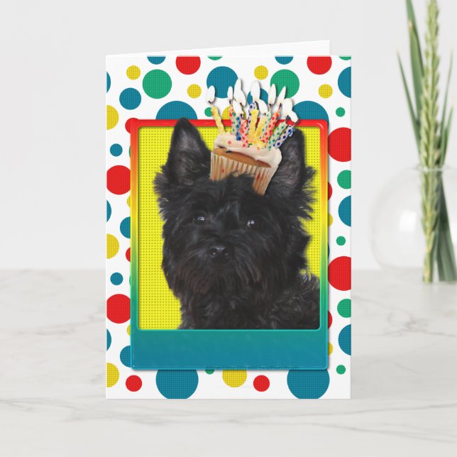Cartão Birthday Cupcake - Cairn Terrier - Rosco (Frente)