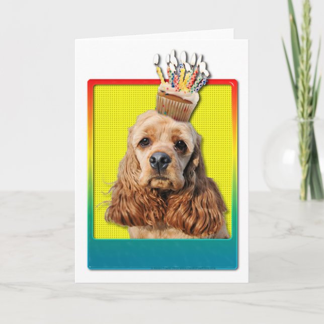 Cartão Birthday Cupcake - Cocker Spaniel (Frente)