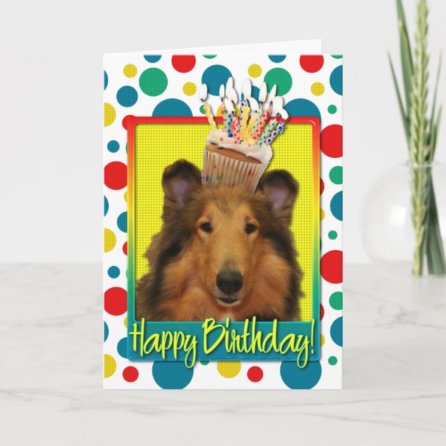 Cartão Birthday Cupcake - Collie - Natalie (Frente)