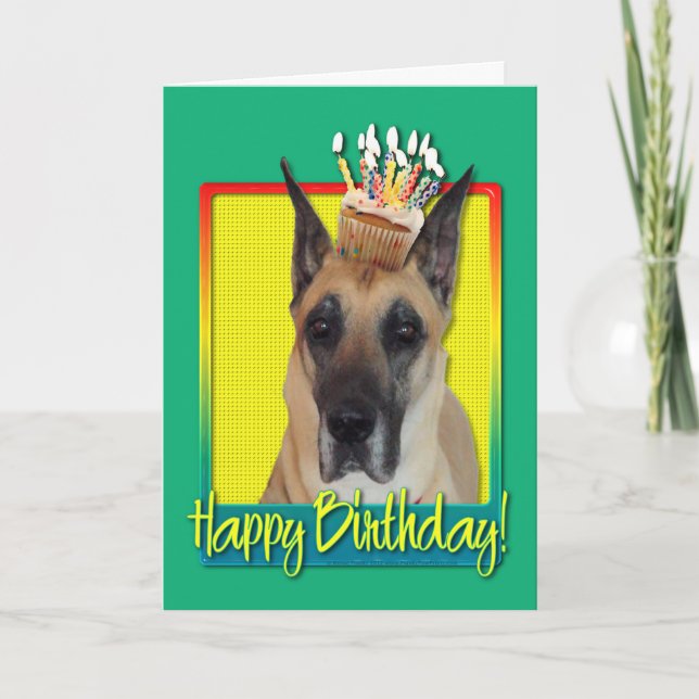 Cartão Birthday Cupcake - Great Dane (Frente)