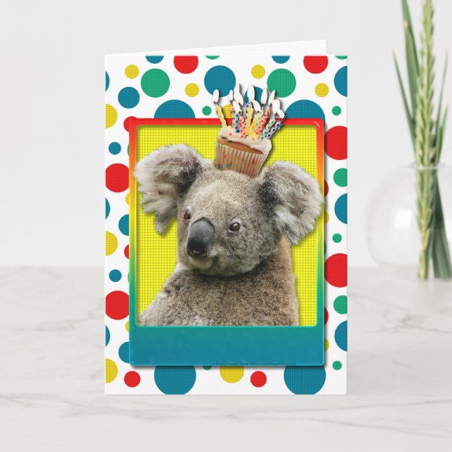 Cartão Birthday Cupcake - Koala (Frente)