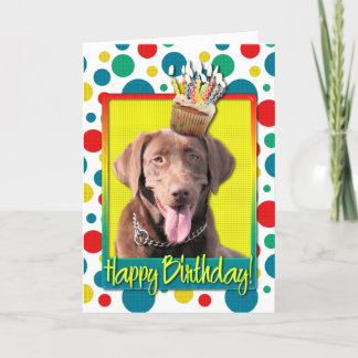 Cartão Birthday Cupcake - Labrador - Chocolate