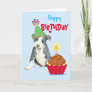 Cartão Birthday Cupcake Pit Bull