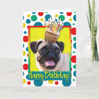 Cartão Birthday Cupcake - Pug
