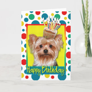 Cartão Birthday Cupcake - Yorkshire Terrier