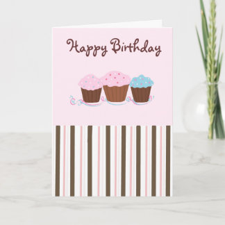 Cartão Birthday Cupcakes
