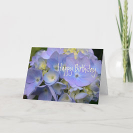 Cartão Birthday da Escritura de Hydrangea Azul