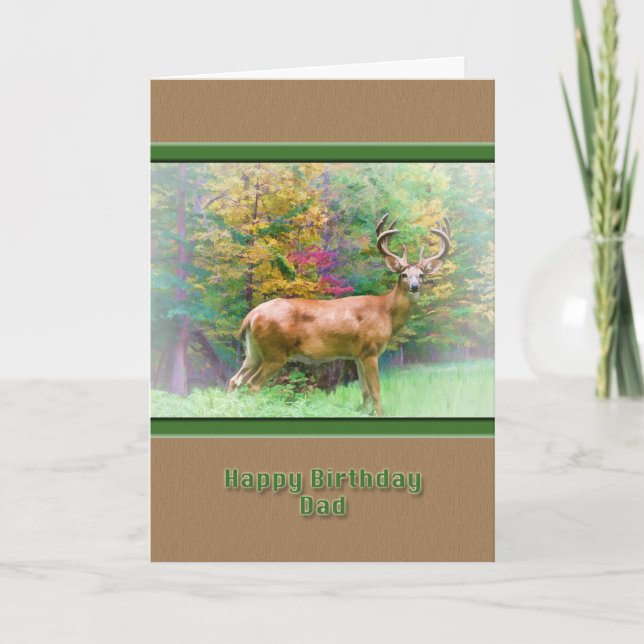 Cartão Birthday, Dad, Deer in the Woods Card (Frente)