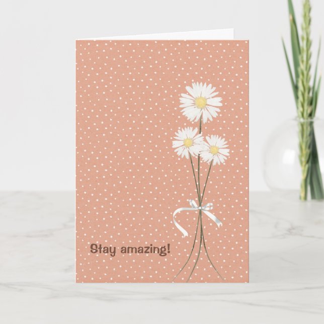 Cartão birthday daisy bouquet on pin dots card (Frente)