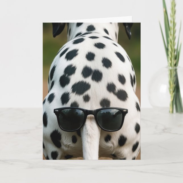 Cartão Birthday Dalmatian With Sunglasses On Tail (Frente)