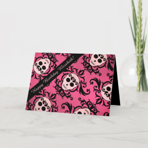 Cartão Birthday do crânio feminino