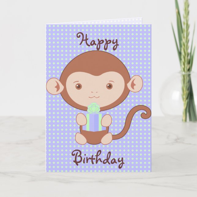 Cartão Birthday do Macaco Azul (Frente)