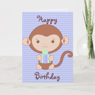 Cartão Birthday do Macaco Azul