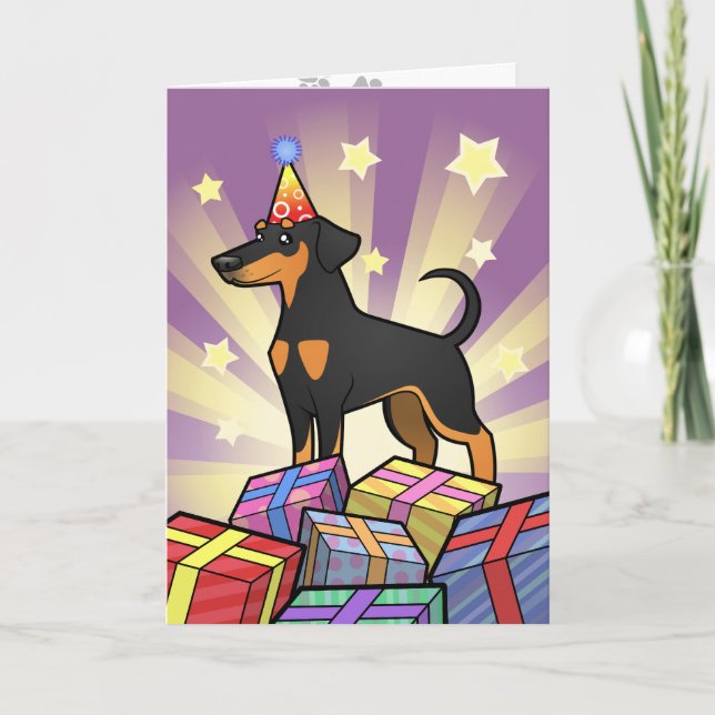 Cartão Birthday Doberman Pinscher (orelhas de disquete) (Frente)