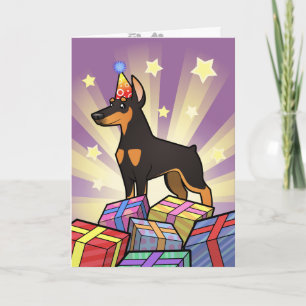 Cartão Birthday Doberman Pinscher (orelhas pontiagudas)