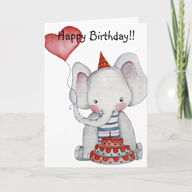 Cartão Birthday Elephant Card (Frente)