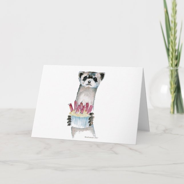 Cartão Birthday Ferret (Frente)