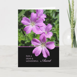 Cartão Birthday for Aunt, Cranesbill Geranium Flowers