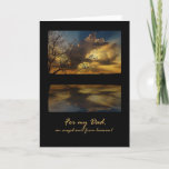 Cartão Birthday for Dad, My Angel from Heaven, Sunset<br><div class="desc">Digital painting of a sunset reflected in a lake and a silhouette of a tree. Dramatic card for a father's birthday.</div>