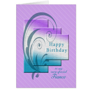 Cartão Birthday for fiance, modern and chic