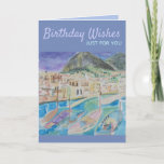 Cartão Birthday For Him Greeting<br><div class="desc">Beautiful sailboats scene vibrant serenity. Birthday Greetings for clear skies,  fair winds and calm seas in the coming year.</div>
