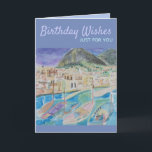 Cartão Birthday For Him Greeting<br><div class="desc">Beautiful sailboats scene vibrant serenity. Birthday Greetings for clear skies,  fair winds and calm seas in the coming year.</div>