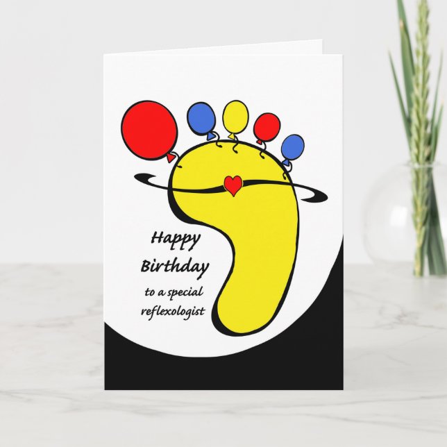 Cartão Birthday for Reflexologist, Balloon Toes on Foot (Frente)