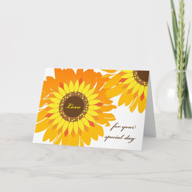 Cartão Birthday for Wife, Bright Cheery Sunflowers (Frente)