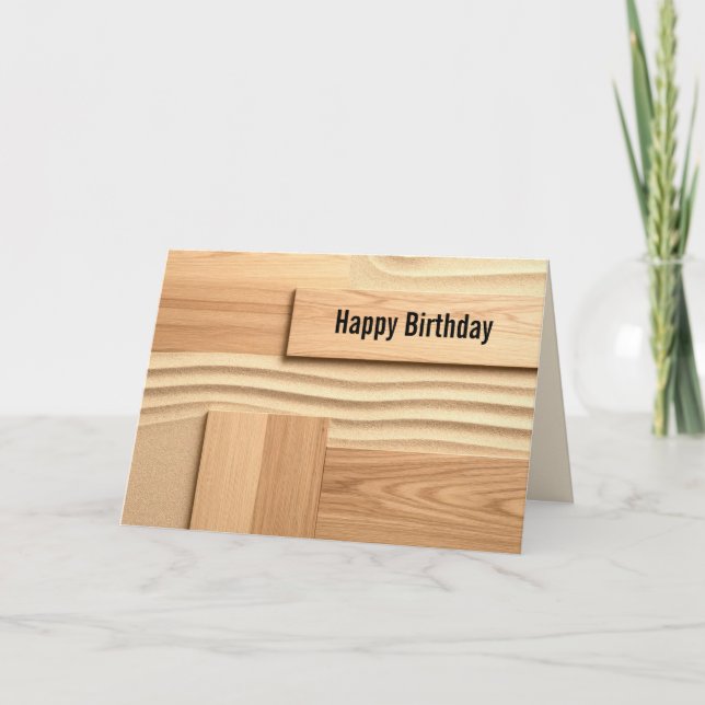 Cartão Birthday Geometric Wood On Sand Design (Frente)